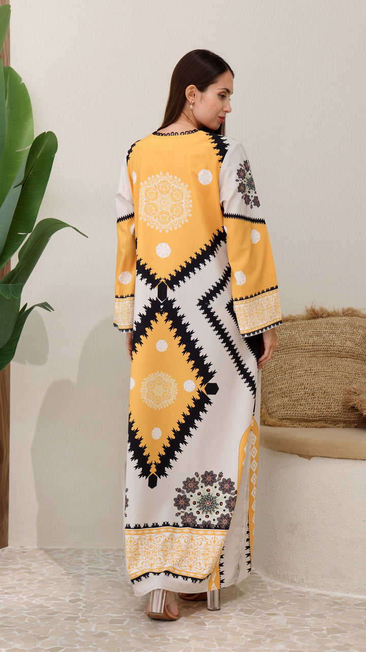 Layali Marigold Kaftan Dress