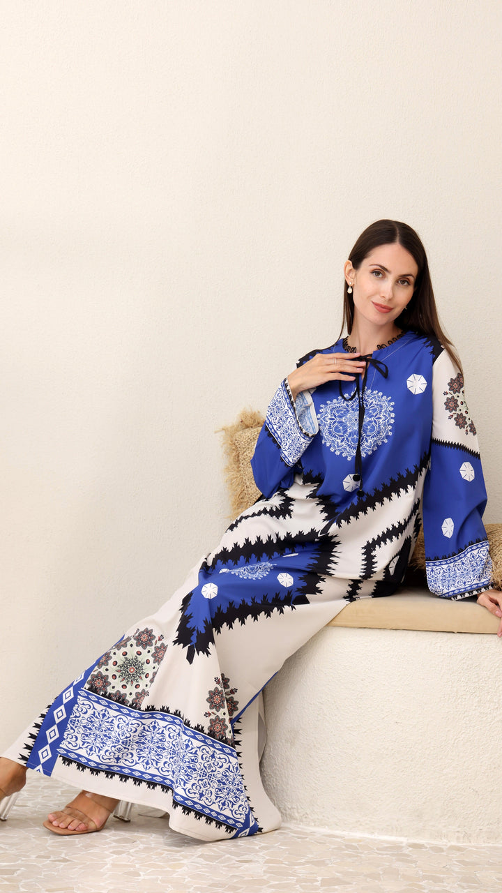 Layali Blue Mist Kaftan Dress