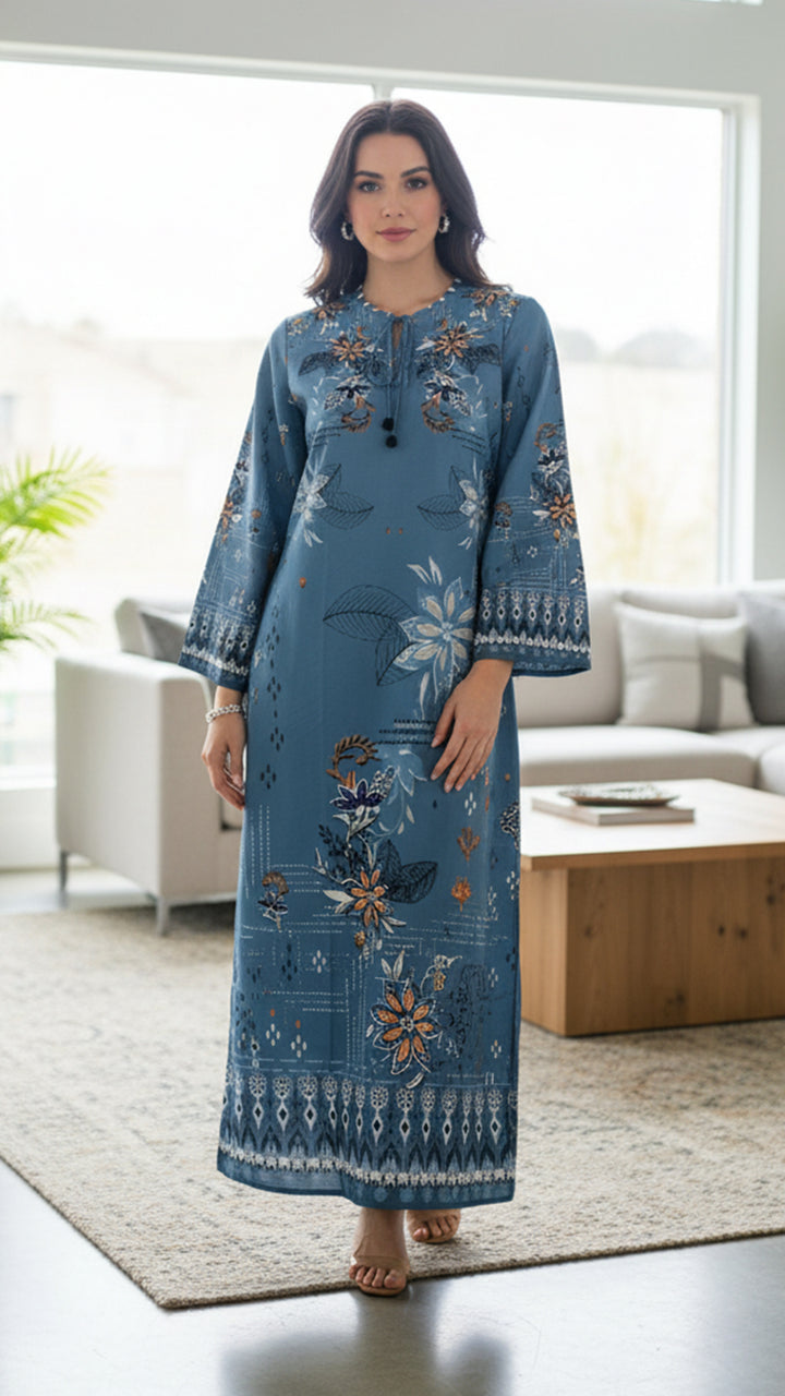 Indigo Serenity Kaftan Dress
