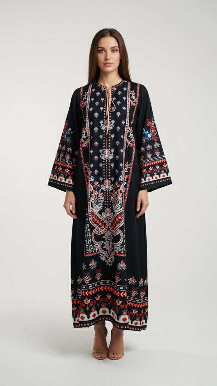 Onyx Ornament Kaftan Dress