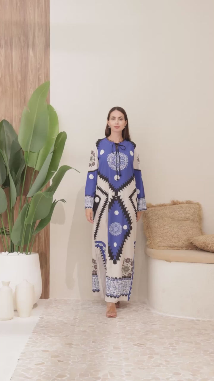 Layali Blue Mist Kaftan Dress