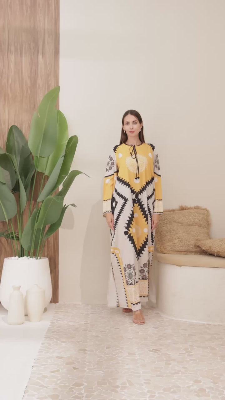 Layali Marigold Kaftan Dress